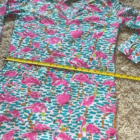 Gretchen Scott Cotton Gauze Tunic Beach Cover Up Pink Flamingos Small S EUC - Picture 7 of 15